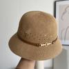 Hat Women's New Hollow Knitted Belt Bucket Hat Face Small Sunscreen Hat Top Hat
