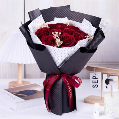 Luxury Red Rose Brocade Bouquet - Artificial Wedding Gift for Engagement Photos or Best Friend