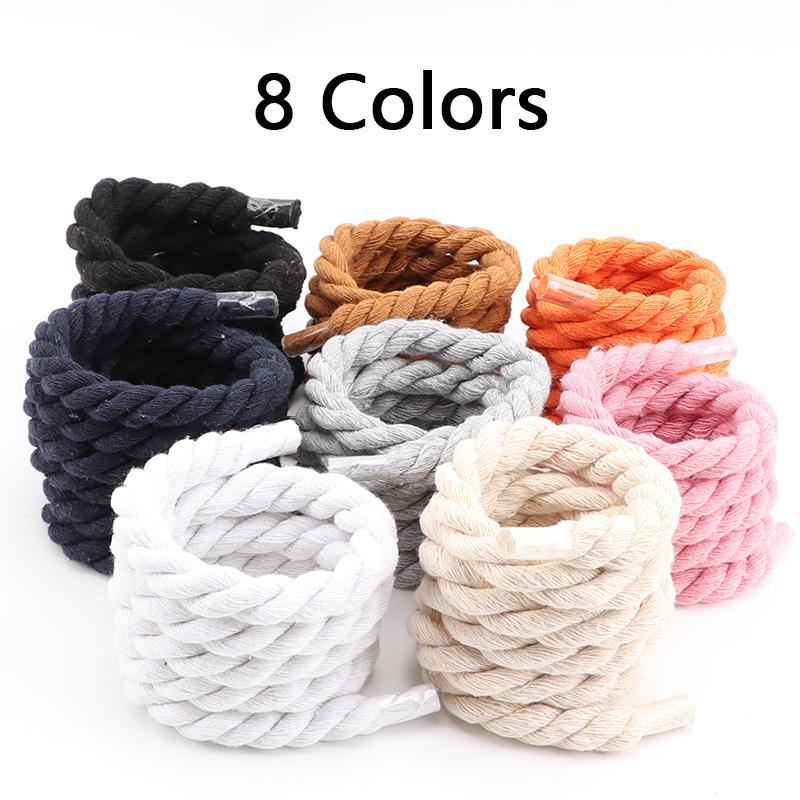 1Pair Round Shoelaces Colorful 1CM Thicker Cotton Shoelace Running Sneakers Laces 100/120/140/160CM Boots Shoe laces Shoes