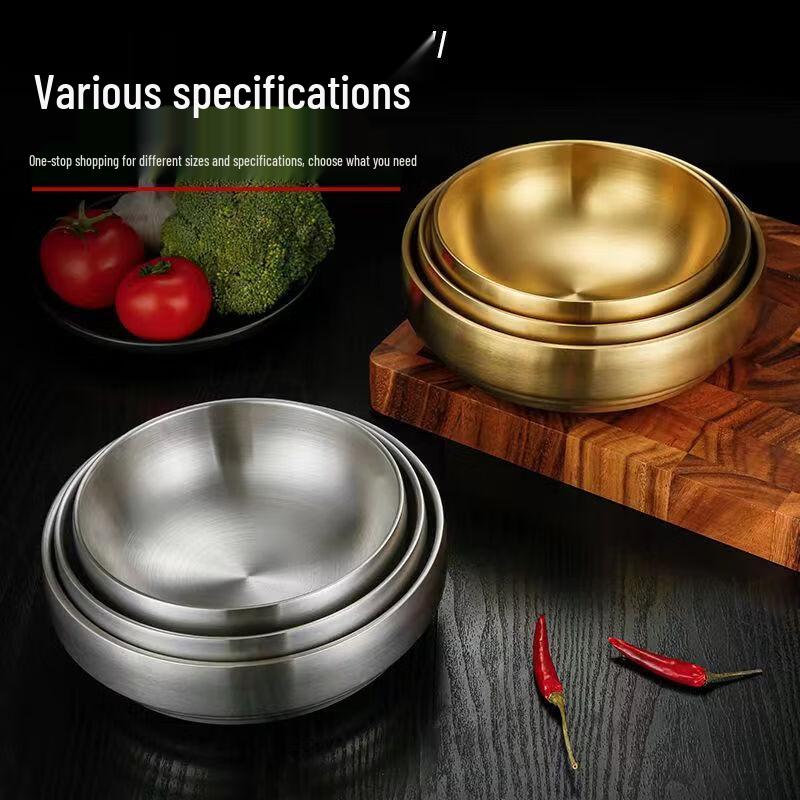 Korean Style Double-Layer Stainless Steel Serving Bowl