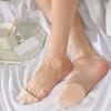 1 Pair Women Sheer Mesh Toe Cover with Padding Non-Skid Bottom Toe Topper Liner Forefoot Pads Cushion Half Socks Insoles