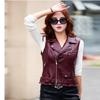 NOORA Women's Maroon Leather Vest Coat