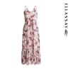 ELLASSAY Women's Tencel Linen Palm Print Strappy Maxi Dress
