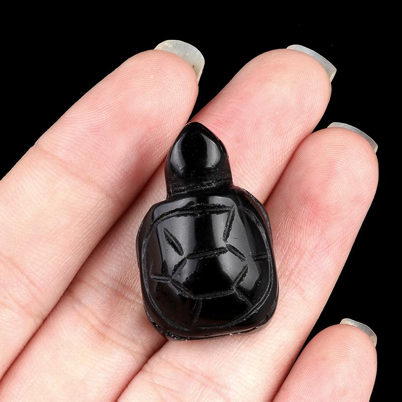 Turtle Crystal Agate Miniature: Hand-Carved Semi-Precious Stone Ornament