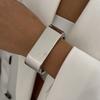 Salircon Trendy Semplici Geometriche Lisce Larghe Bracciali a Molla per Donne Doppio Strato Curvo Bracciale in Metallo Gioielli da Festa per Signore