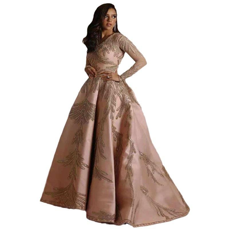 Spring Women'S Clothing Bright Cloth Bronzing Big Sleeve Long Dress Banquet Sexy Evening Dress