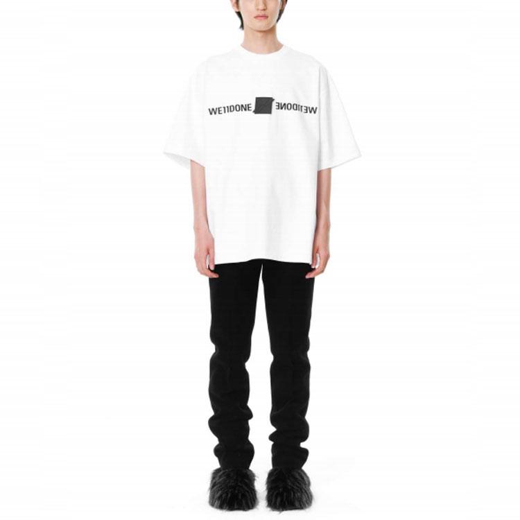We11done Logo Mirror Reversed Short Sleeve T-Shirt Unisex Tops White WD-TT3-21-565-U-WH