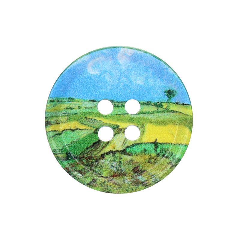 Resin Buttons with Oil Painting Print, Set of 30 for Sewing and Projects