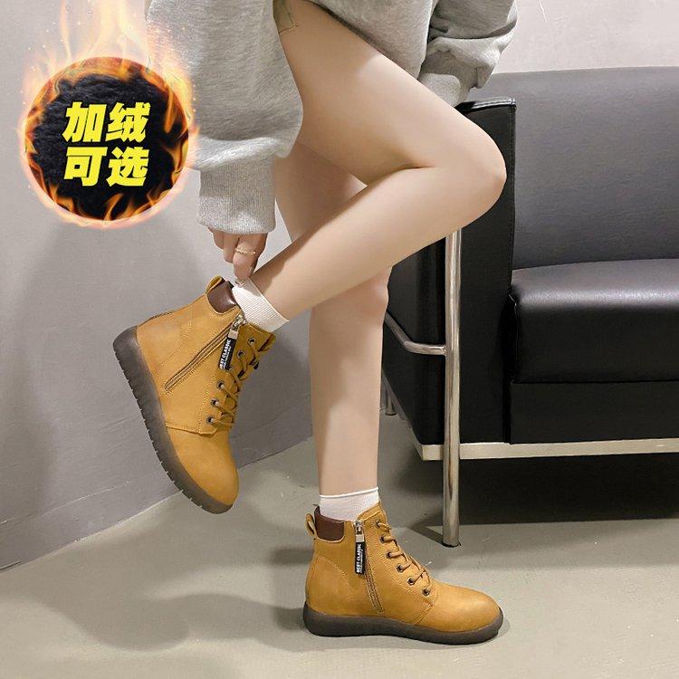 Dámské 2025 Jarní/Podzimní Ležérní Kozačky - Kotníkové Nazouvací Kozačky s Kulatou Špičkou a Bočním Zipem | Měkká Protiskluzová Podrážka