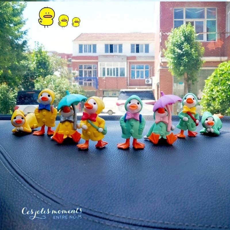 4pcs Anime Figure Little Yellow Duck Model Decor Cute Car Mounted Ornaments Auto Interior Dashboard Accessories for Girls Gifts