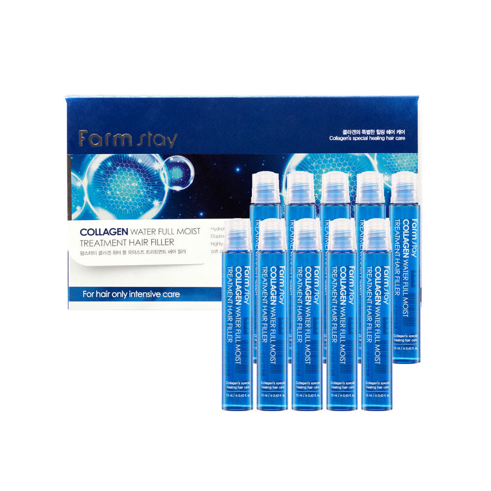 Farmstay Kollagen Wasser Volle Feuchtigkeitsbehandlung Haarfüller 13ml x 10 Stück Hydrolysiertes Kollagen Feuchtigkeitsspendende Pflege für geschädigtes Haar