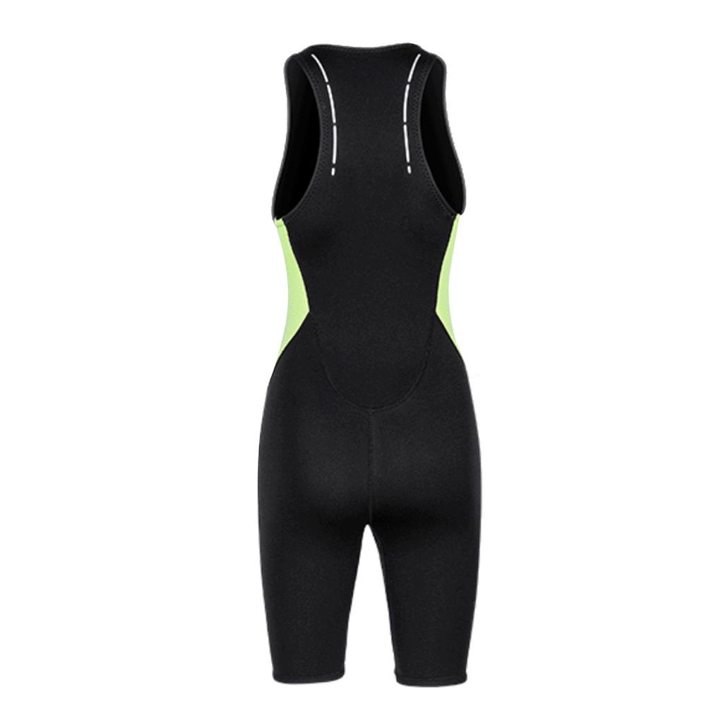 Womens Short Sleeveless Wetsuit 2MM Neoprene Front Zip Swimsuit for Diving Snorkeling Surfing Swimming Water Sports Green L