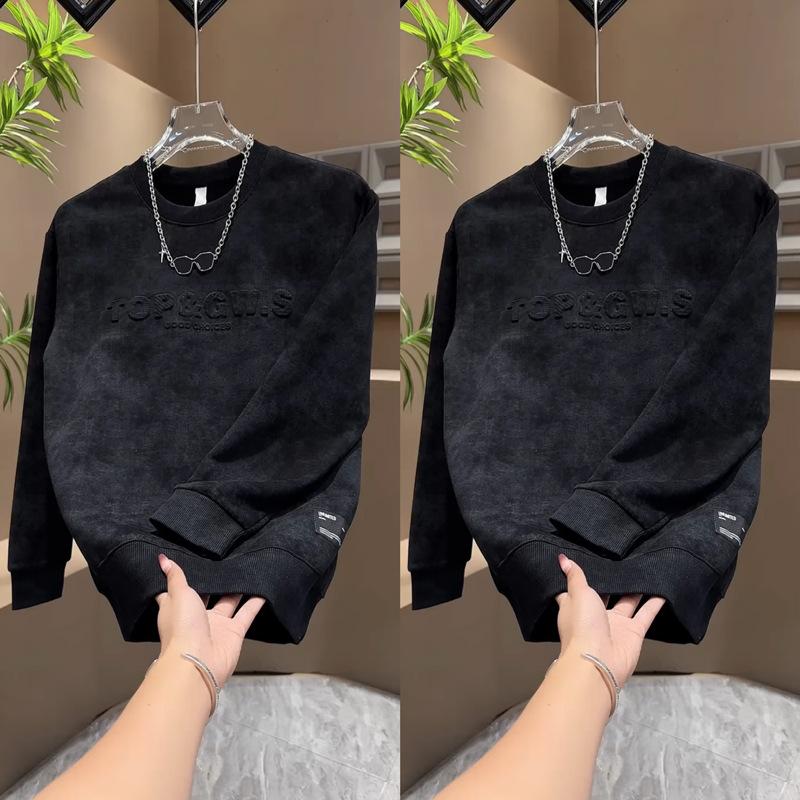 Autumn and Winter New Style Velvet Thickened Sweatshirt Men's Round Neck Versatile Casual Long-sleeved Men's