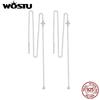WOSTU Moissanite Star Long Dangle Earrings Chain for Women 925 Silver Teens Line Dangle Earring Tassel Threader Chain Pendiant