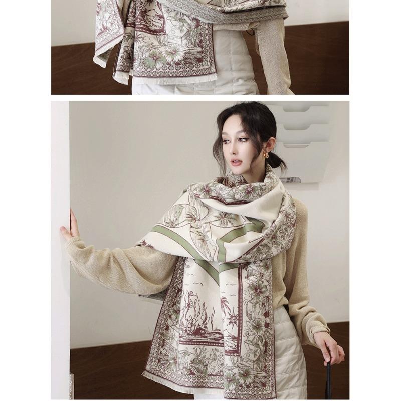 Women S Thick Warm Vintage Faux Cashmere Scarf Shawl Versatile All Season
