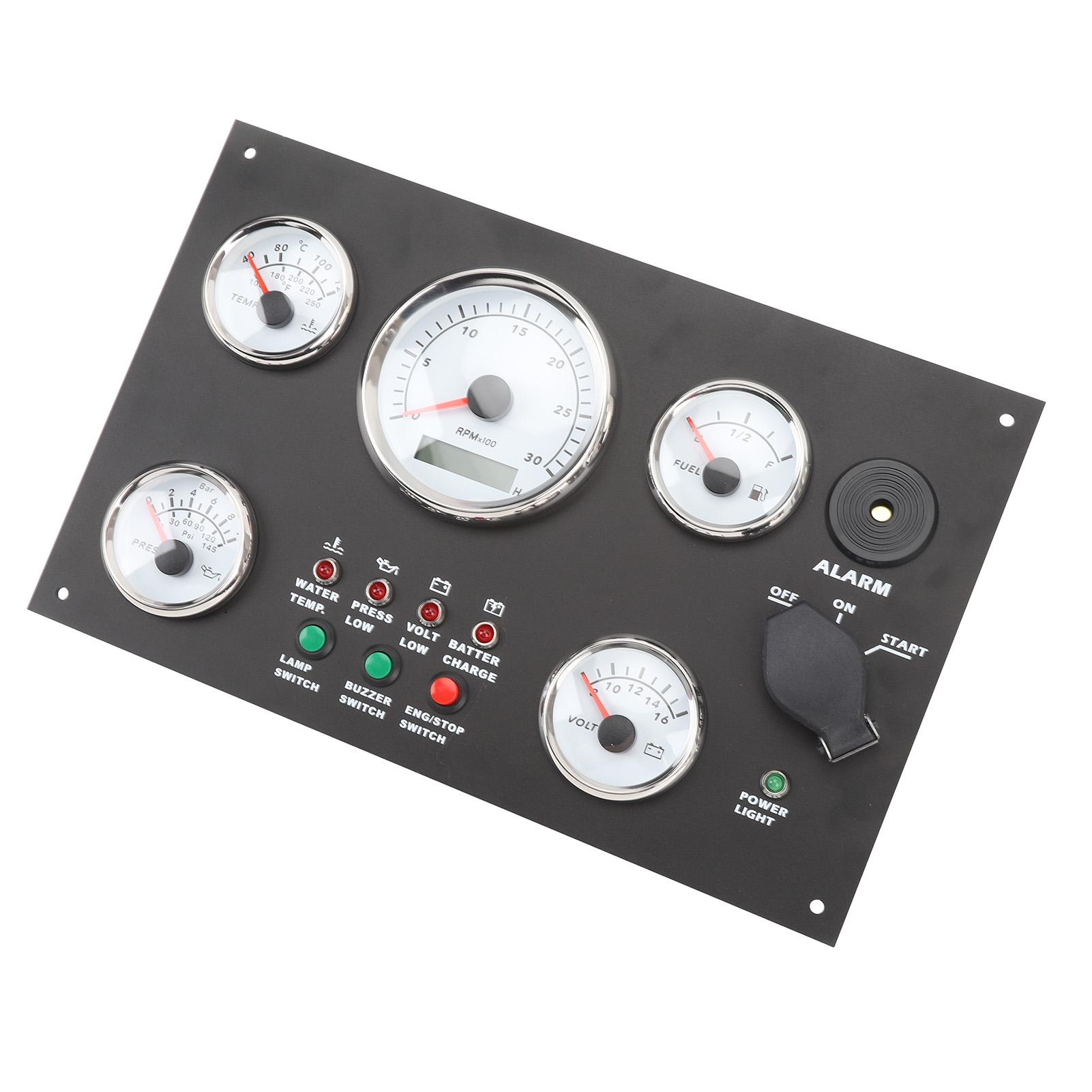 

300x190mm Boat Gauge Panel 0 to 3000 RPM Water Temp Oil Voltage Pressure Tachometer Panel for Yachts Ships