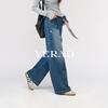 YERAD Women's Extra-Long Wide-Leg Non-Stretch Denim Jeans
