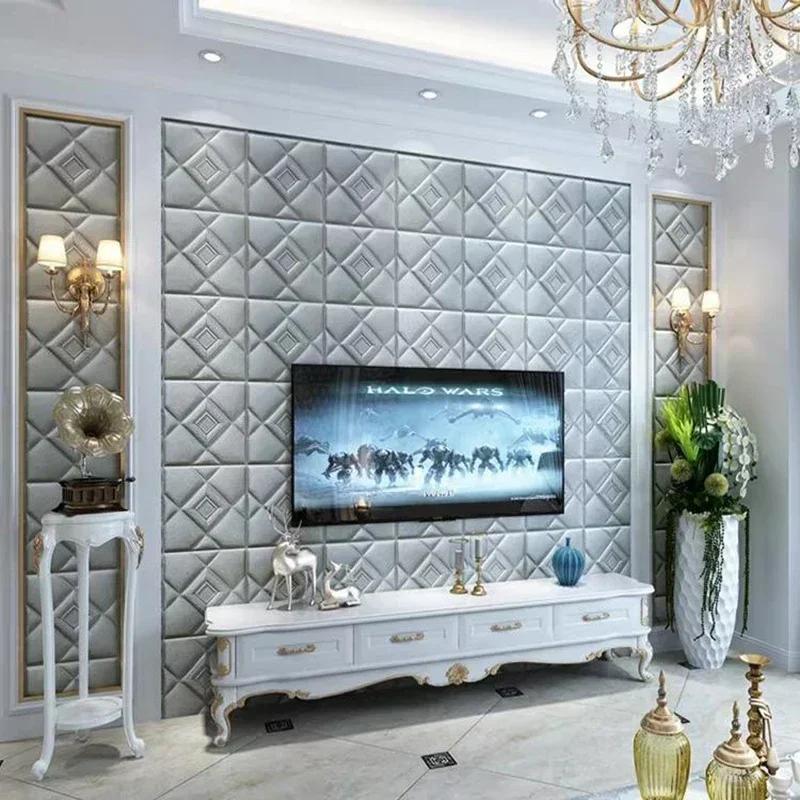 4-24PCS 30x30cm Self-Adhesive Wall Sticker 3D Soft Wall Stickers DIY Bedroom Living Room Background Home Decor Wall Decoration