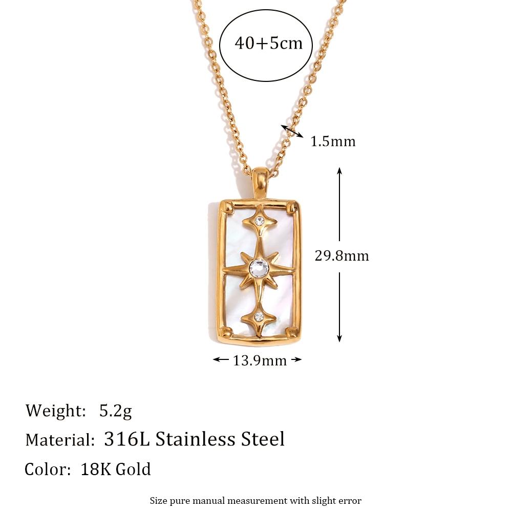 MamacitaSlay Classic 316L Stainless Steel Zircon Star Necklace Party Waterproof Jewelry Women's Elegant 18K Gold Plated Necklace