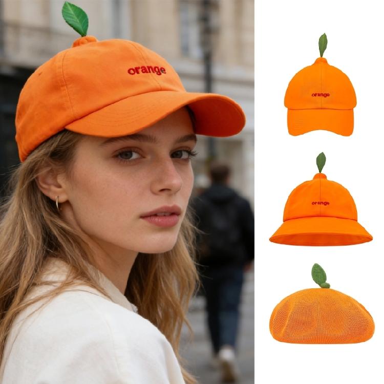 Stylish Tangerine Fisherman Hat With Sun Protection Baseball Cap Beret Suitable For Males Females And Kids