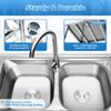 Bymaocar Commercial Stainless Steel Kitchen Prep & Work Table Sink W/ Faucet,3-Layer Double Bowls Sink for Garages,Laundry Rooms