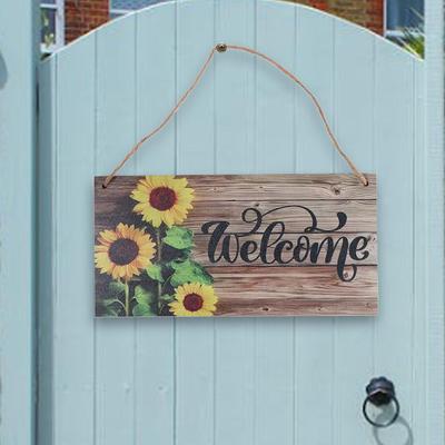 Panneau de bienvenue Tournesol Léger Style Pastoral Panneau Décoratif en Bois Décoration de Jardin