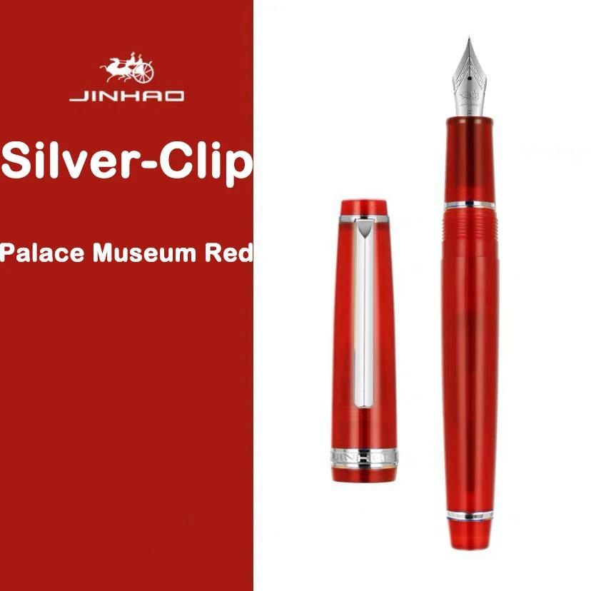 JINHAO 82 Fountain Pen Gold Trim Acrylic Barrel Silver Clip for Writing Calligraphy Signature School Office Supplies Stationery