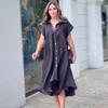 2024 Summer Women's Casual Solid Color Single-breasted Shirt Dress