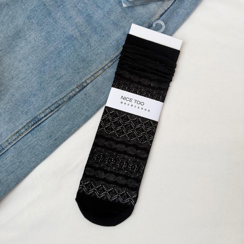 

Thin Style Children s Socks with Geometric Dark Patterns, Pile-like Socks, Simple and Versatile, Without A Core, Women s Cotton Socks 1 pair чорний