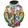 Sweatshirt Men's Fashion Zip Up Hoodie Psychedelic Graphic Hoodie Large Size Top