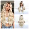 Hot-selling gradual change blond wig long curly hair chemical fiber hair high temperature silk female full headgear wigs factory spot
