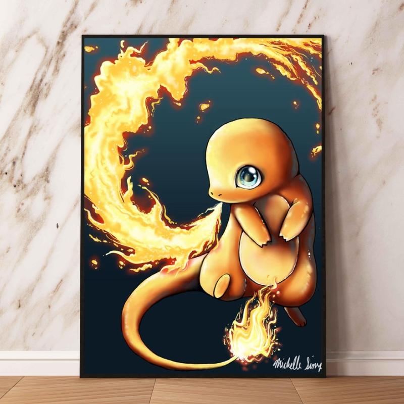 Japanese Anime Canvas Paintings Pokemon Eeveelution Watercolor Style High Quality Art Children Gifts Living Room Home Decoration