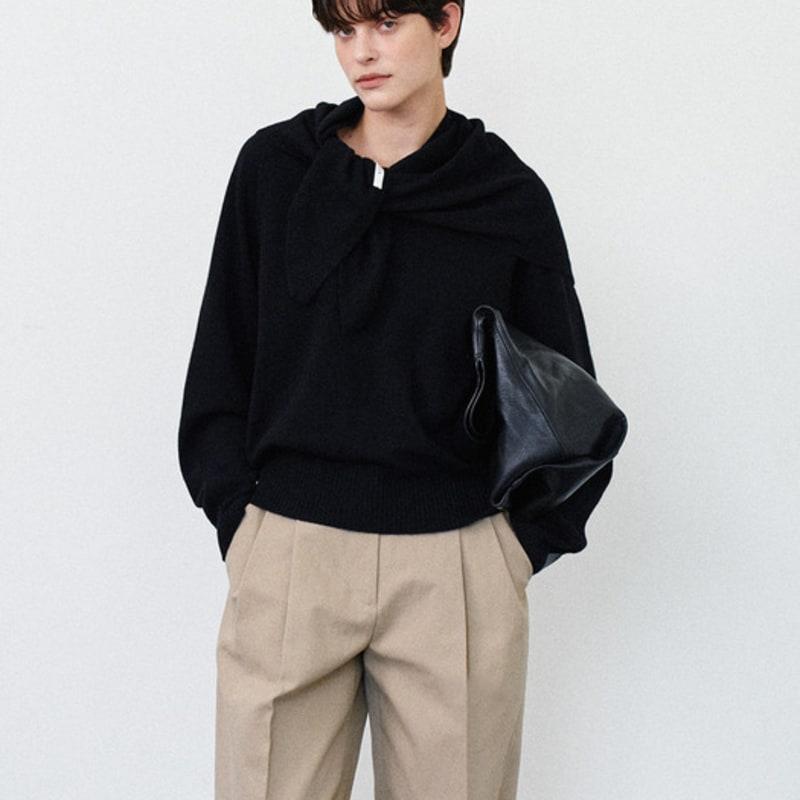 

NOTIA TRIANGLE KNIT WOOL SCARF - BLACK BLACK_ONE