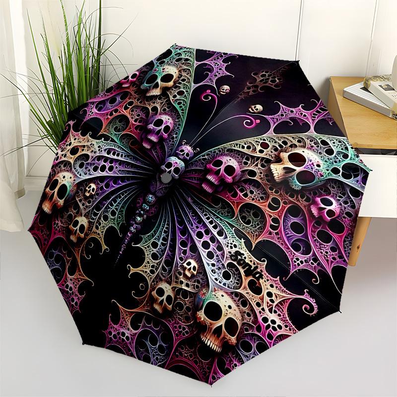 

Skulls,Butterfly Automatic Folding Umbrella Compact 8 rib Design,Unique Style,Suitable for Everyday Outdoor Use,Perfect Gift for Frien
