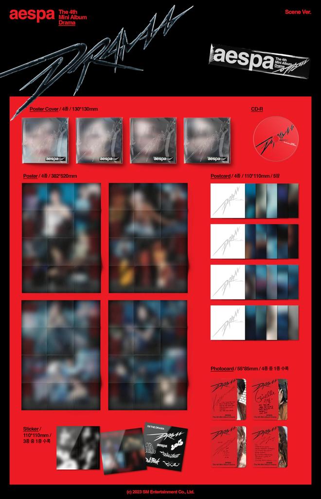 aespa Drama 4th Mini Album Scene Random Version Sealed CD+5p PostCard+1ea Sticker+1p PhotoCard+Tracking