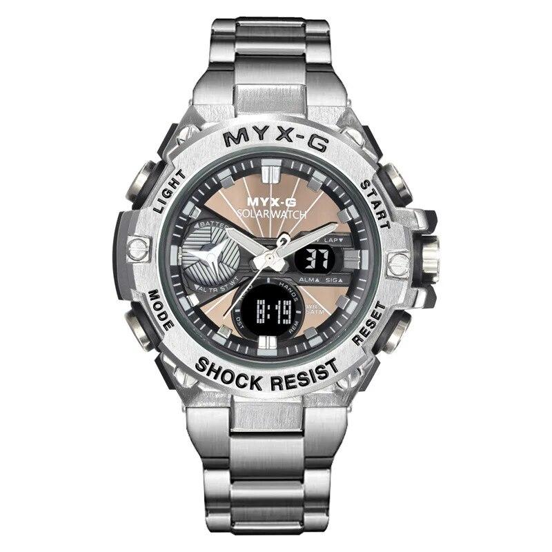 

Часы на солнечной энергии для мужчин, свет на выносливость, таймер с кинетической энергией, будильник, вращающаяся ветряная мельница, все стальные мужские часы, Reloj Hombre