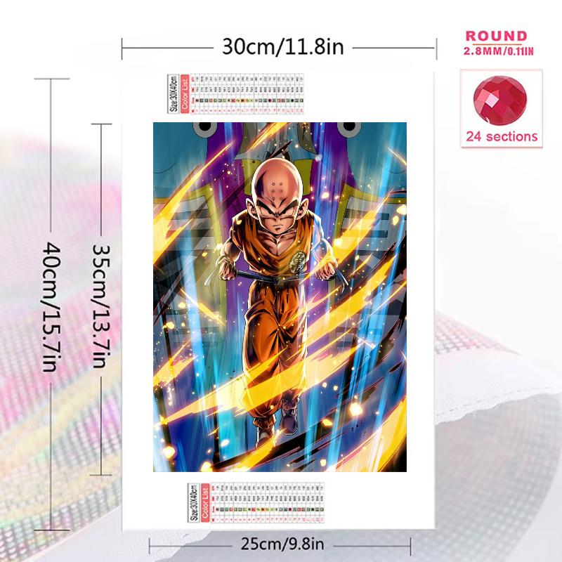 Dragon Ball Krillin Pattern 3pcs 100% Round Full Drill 5D DIY Diamond Painting Embroidery Cross Stitch Rhinestone Décor