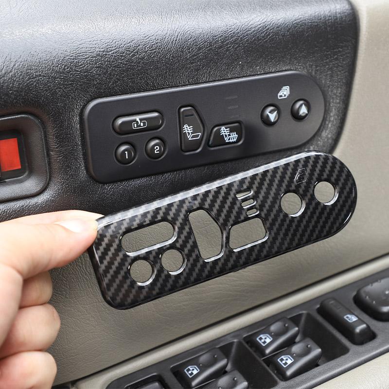 Car Seat Memory Button Decorative Frame Sticker ABS Carbon Fiber/Silver For Hummer H2 2003-2007 Car Interior Accessories