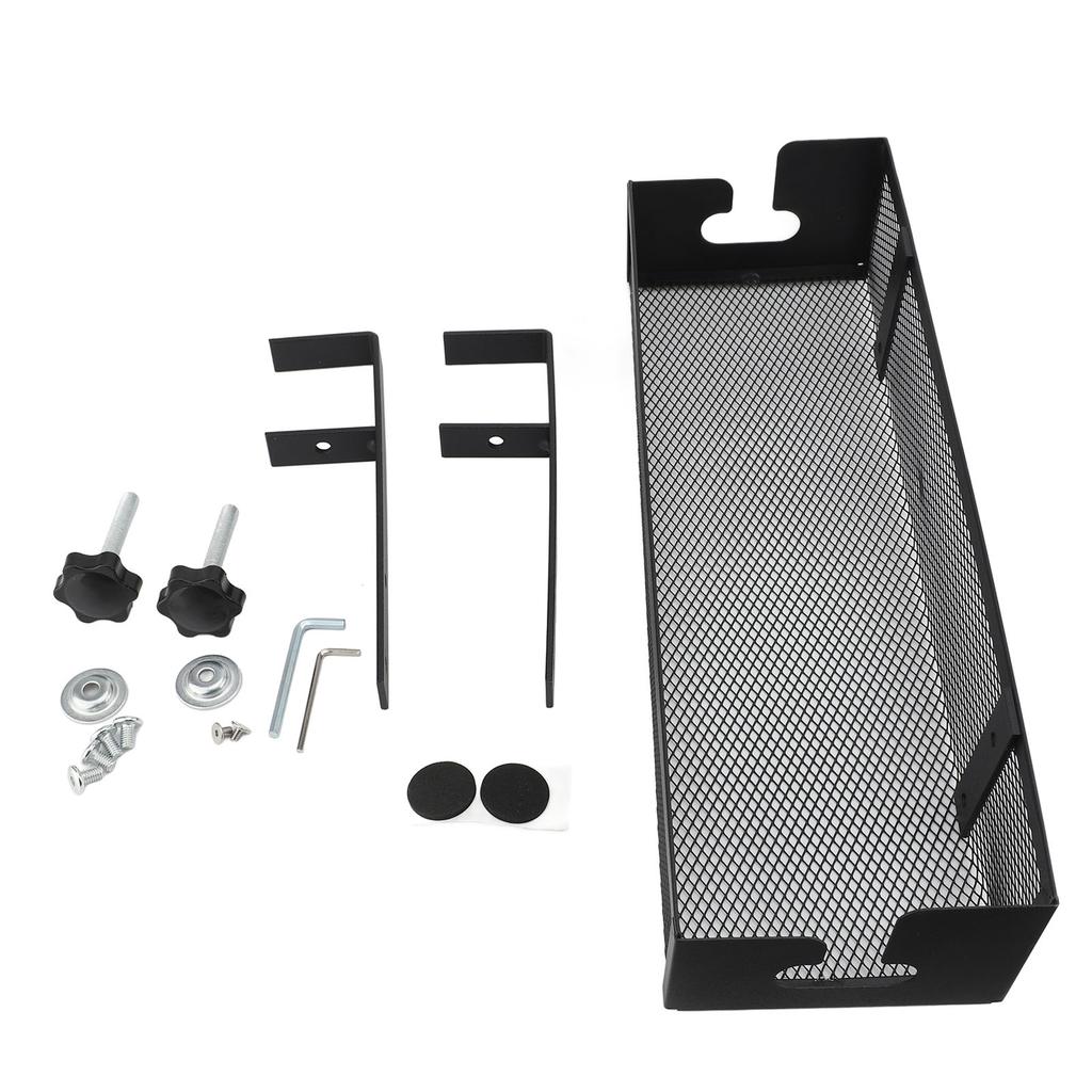 Under Desk Cable Management Tray Carbon Steel Under Desk Storage Basket Cable Organizer with Clamp for Office Home Black