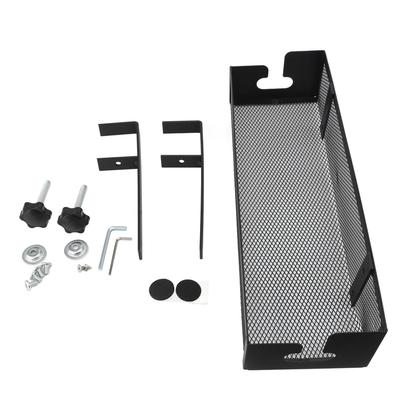 Under Desk Cable Management Tray Carbon Steel Under Desk Storage Basket Cable Organizer with Clamp for Office Home Black