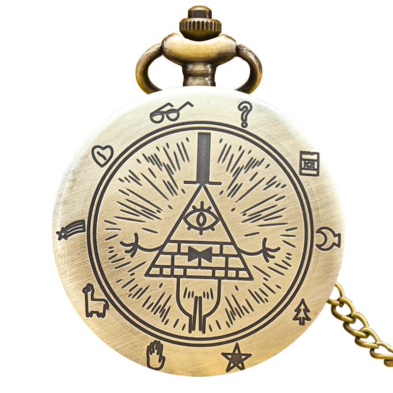 Cartoon Creepy Town Triangle One-Eyed Devil Necklace Quartz Pocket Watch