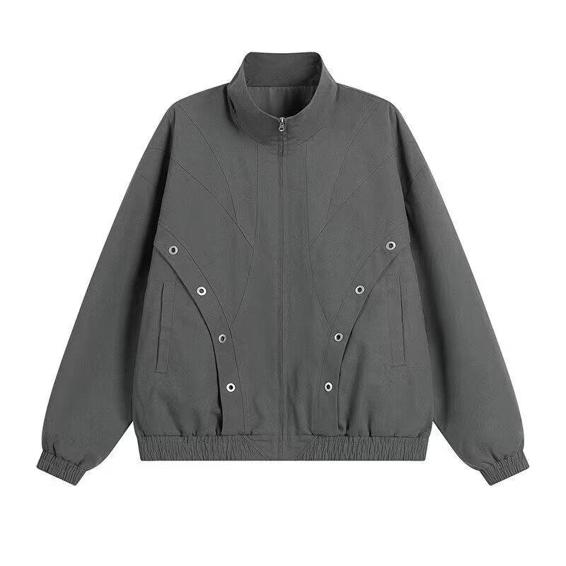 

Unisex Trendy Retro Stand Collar Zipper Pilot Jacket XL темно-сірий