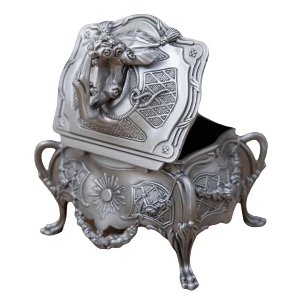 Antique Finish Trinket Case Four Footed Base Treasure Storage Case Vintage Jewelry Chest Birthday