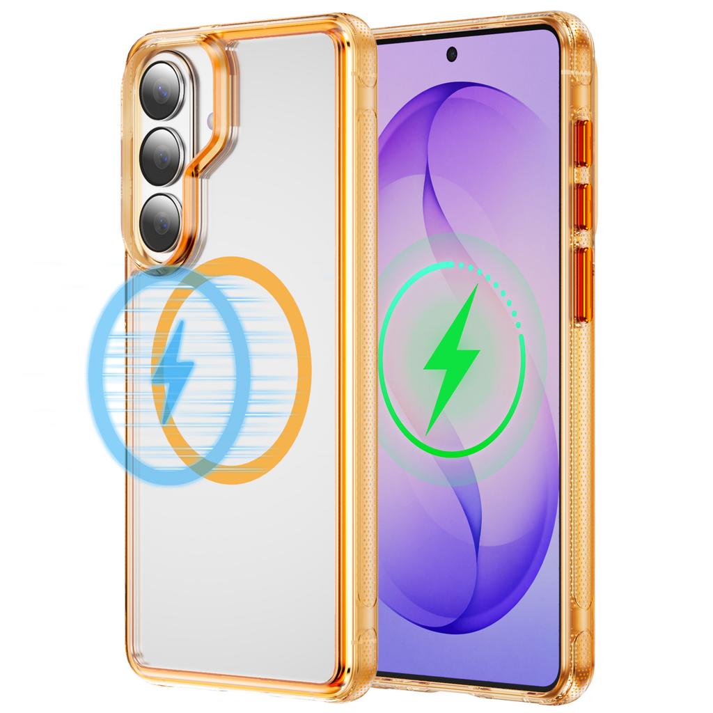 Magnetic Clear Hybrid Shockproof Cases For Samsung S26 S25 S24 Plus Ultra For Magsafe Metal Lens Ring Anti-fall Bumper Cover