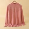 Middle-aged and Elderly Sweater Female Mother Wears Half Turtle Neck Fashionable Middle-aged Woman Autumn and Winter Fashionable Knitted Base Shirt