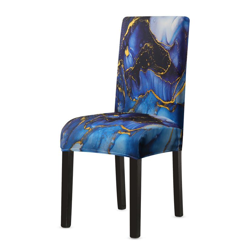 1pc Marble Textured Dining Room Chair Covers Stretch Chair Covers Removable Universal For Home Kitchen Dining Room Wedding