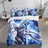 3D Gothic Anime Girl Bedding Set Silver Long Hair Duvet Cover with 2 Pillowcases Kawaii Lolita Bed Linen Single Twin Queen Size