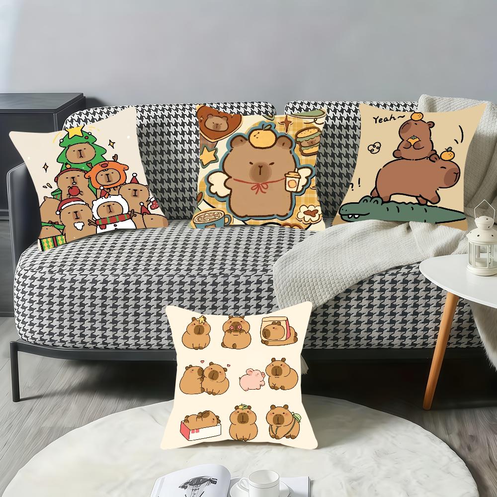 Cartoon Capybara Cute cushion cover Pillow Cover Home Sofa living Decoration Room Office Car Nordic Simplicity