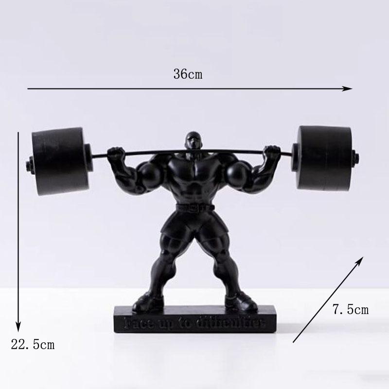 Muscle Man Weightlifting Bodybuilding Strongman Statue Resin Decoration Home Room Sculpture Ornaments Sports Gym Figurine Crafts