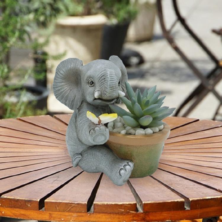 Lovely Elephant Planter Resin Flower Plant Pot For Succulent Plant Decorative Pot for Indoor Garden Patios and Balconies